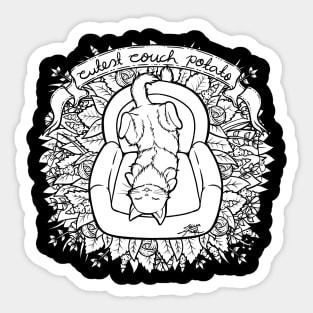 Cute Couch Potato Cat Illustration Sticker